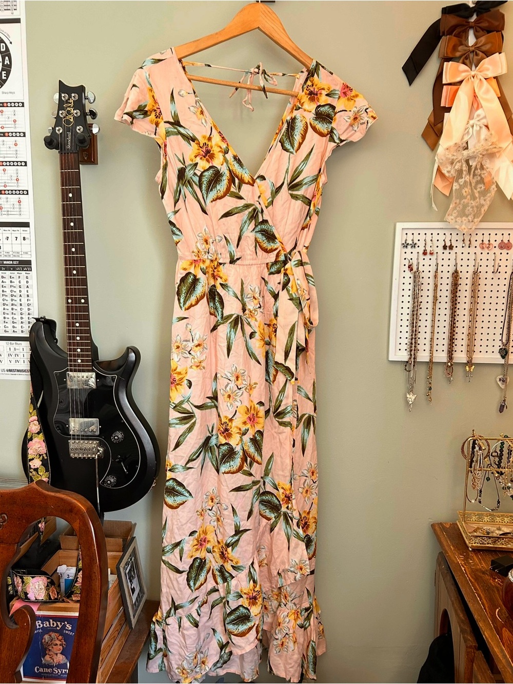 B.O.G Collective pink floral vacation maxi dress